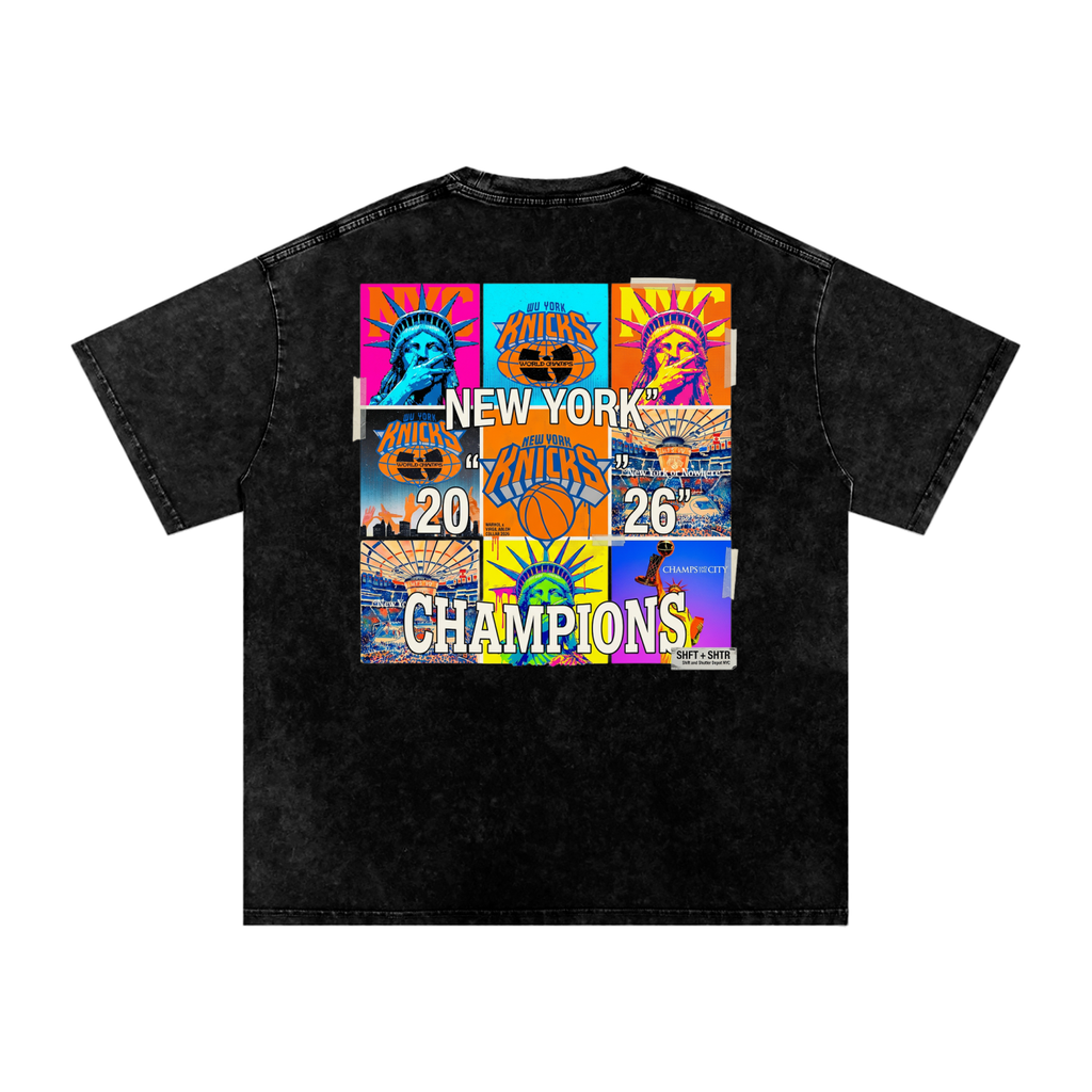 Championship Pop Art Snow Washed Oversized Cotton T-Shirt