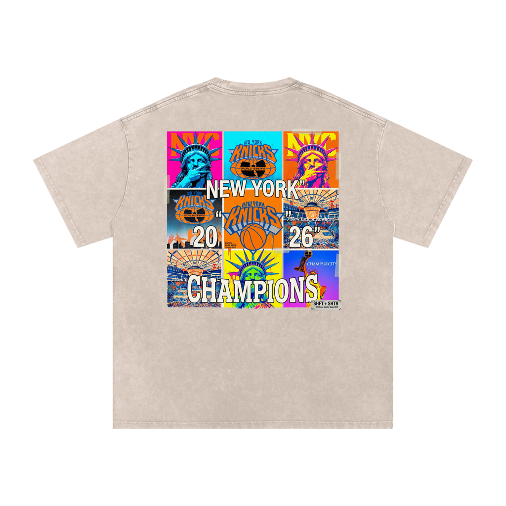 Championship Pop Art Snow Washed Oversized Cotton T-Shirt