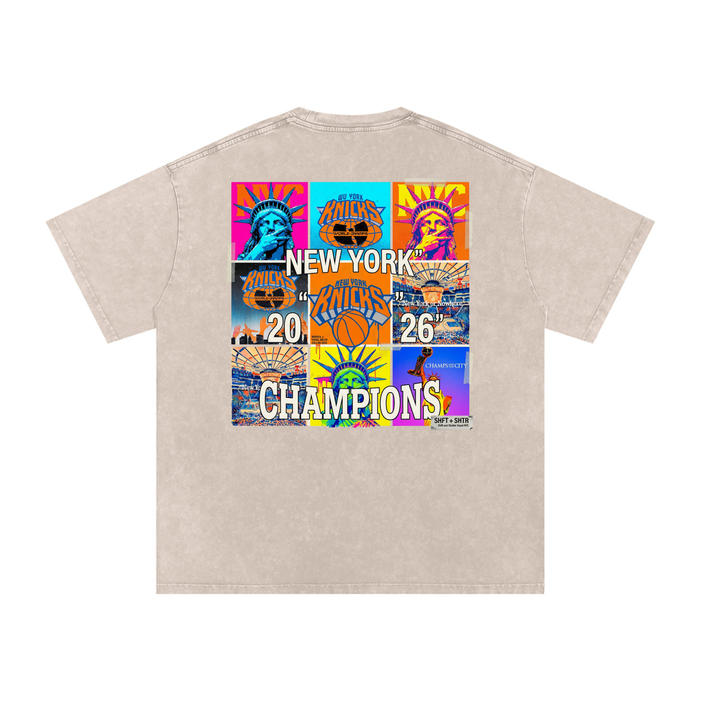 Championship Pop Art Snow Washed Oversized Cotton T-Shirt