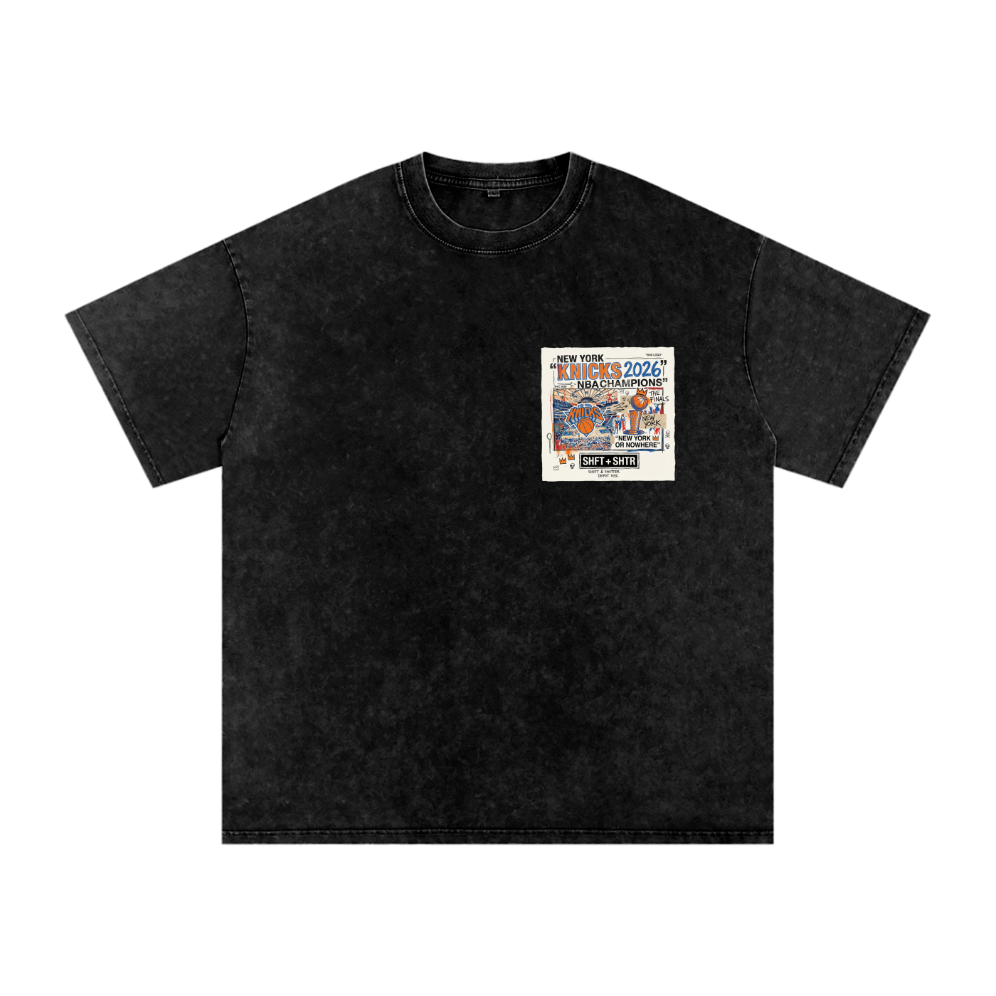 Orange and Blue Skies Snow Washed Oversized Cotton T-Shirt
