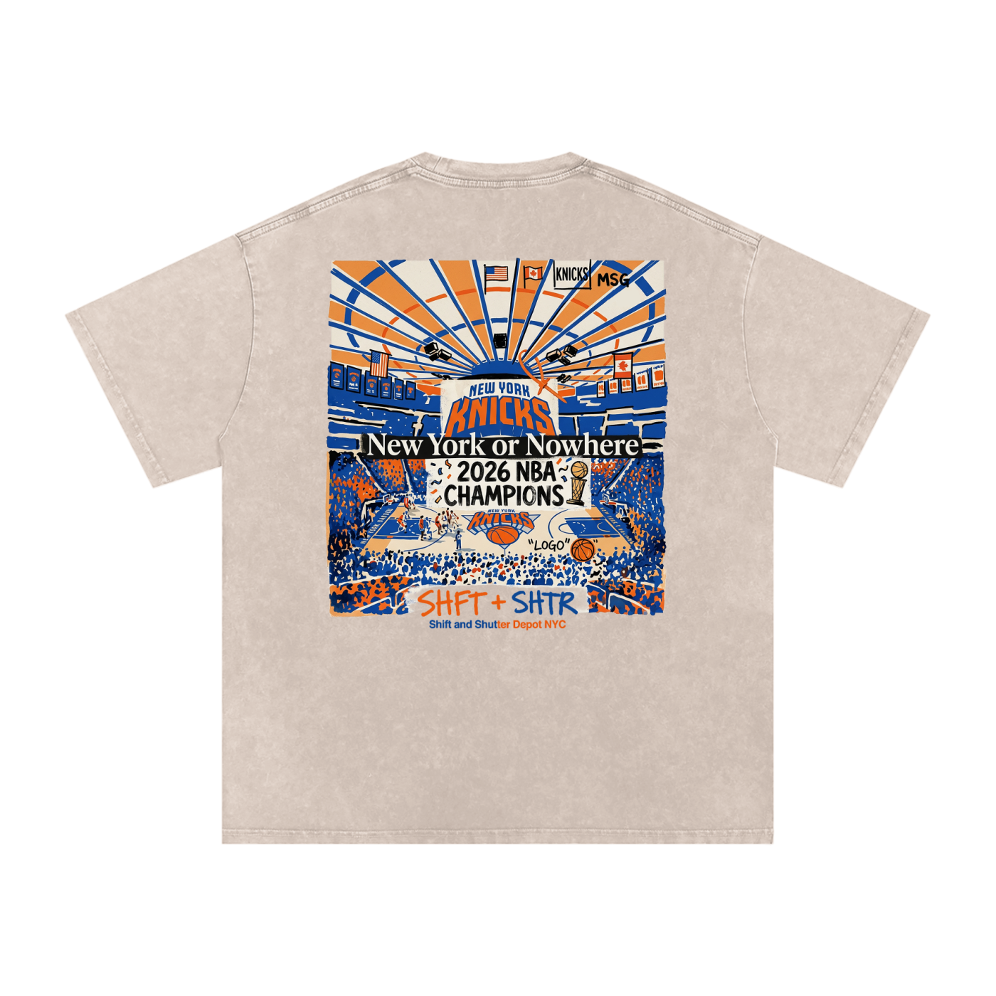 Bloom in the Garden Snow Washed Oversized Cotton T-Shirt