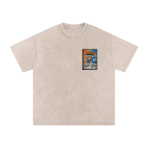 Bloom in the Garden Snow Washed Oversized Cotton T-Shirt
