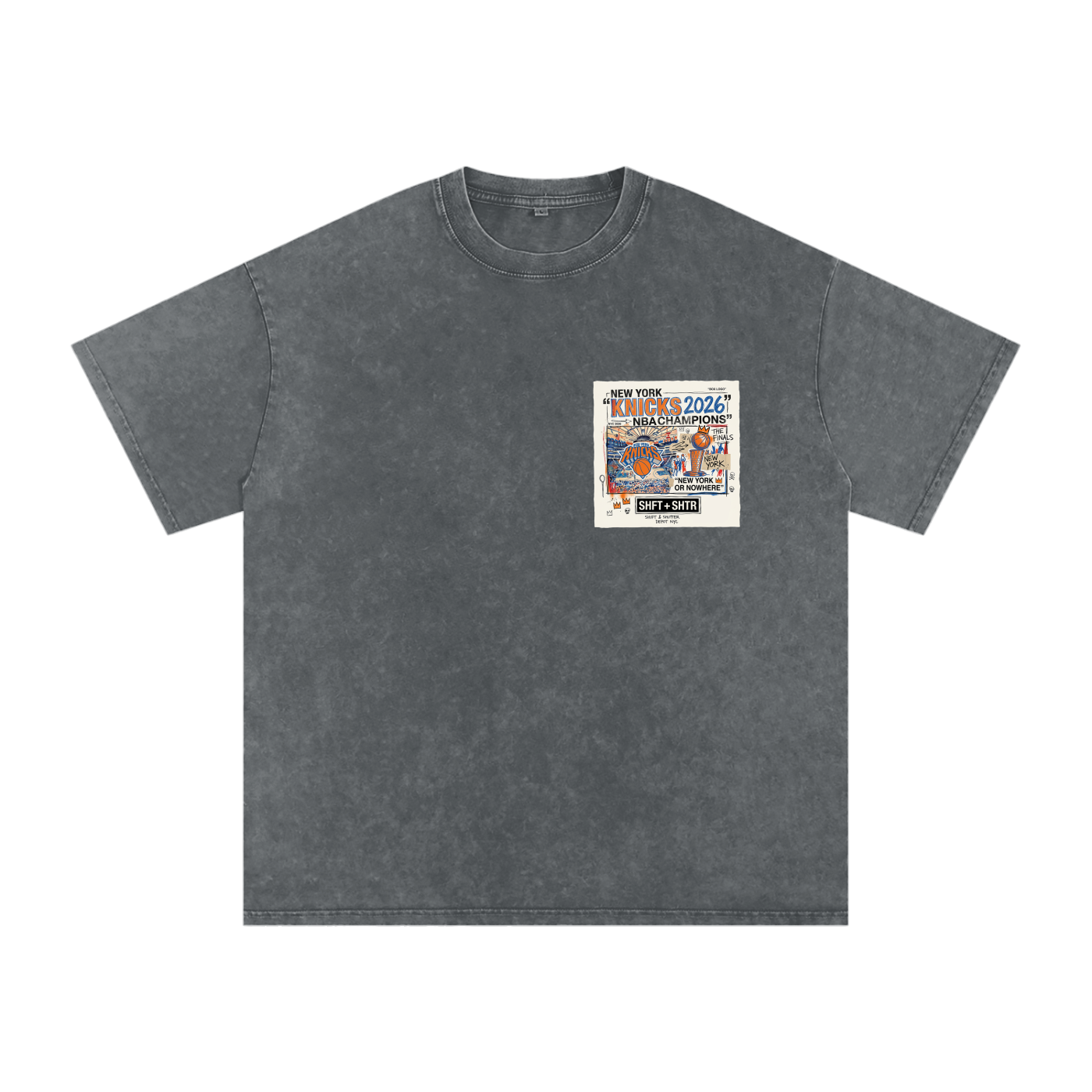 Orange and Blue Skies Snow Washed Oversized Cotton T-Shirt
