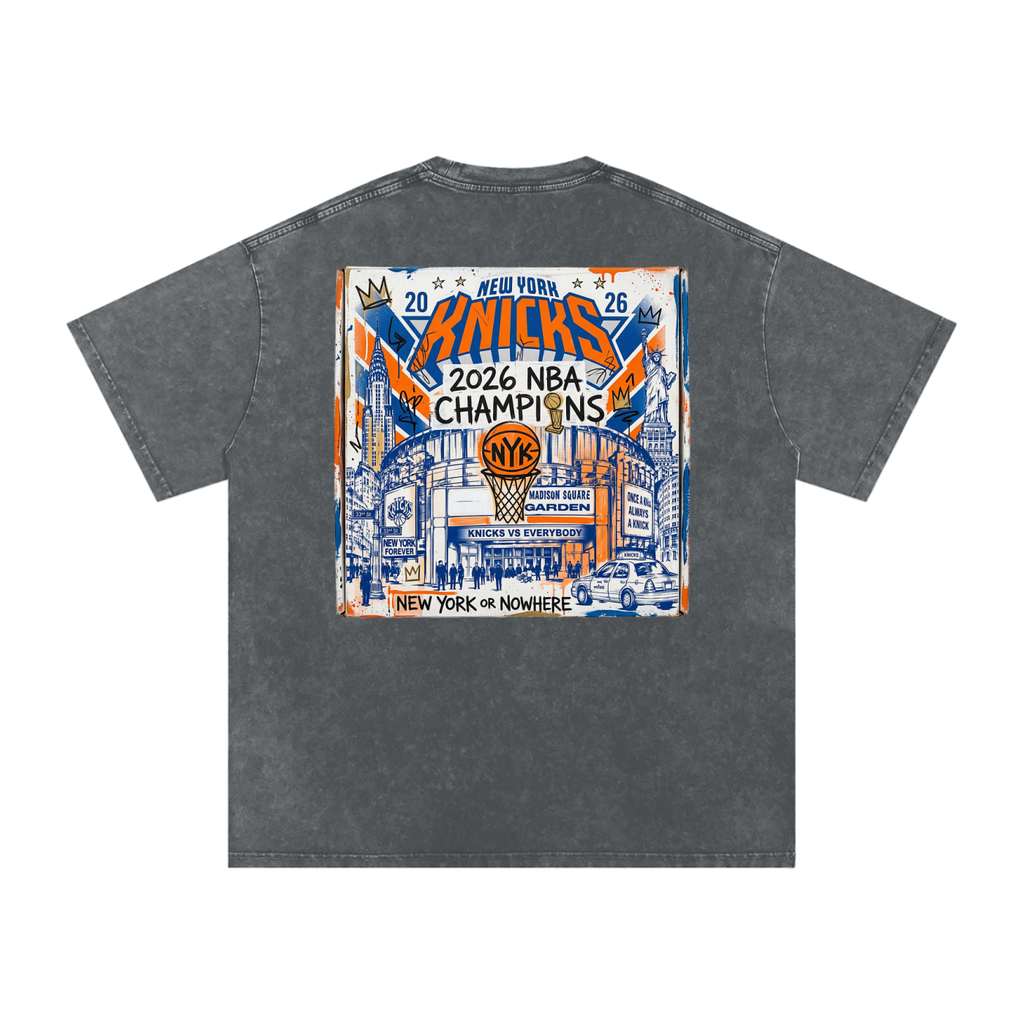 Orange and Blue Skies Snow Washed Oversized Cotton T-Shirt