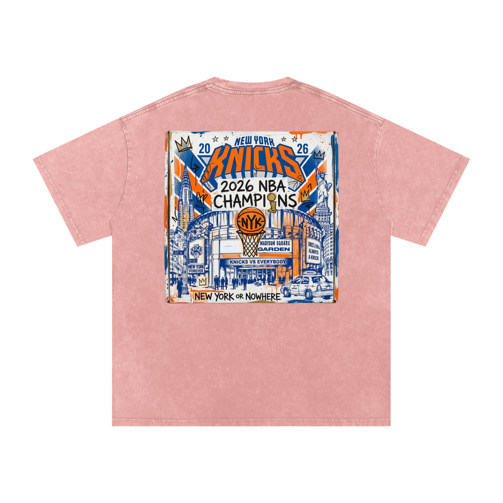 Orange and Blue Skies Snow Washed Oversized Cotton T-Shirt