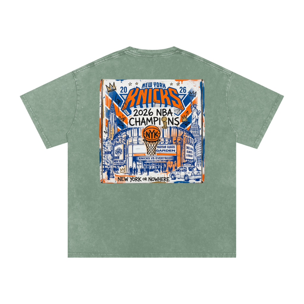 Orange and Blue Skies Snow Washed Oversized Cotton T-Shirt