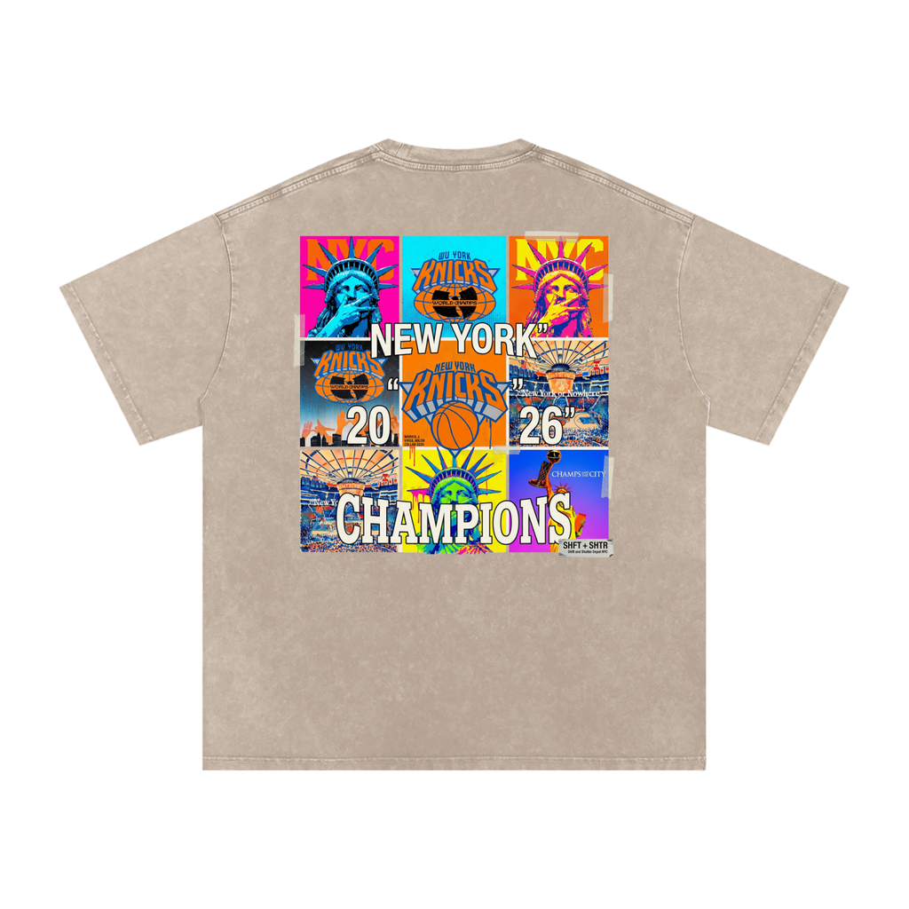 Championship Pop Art Snow Washed Oversized Cotton T-Shirt