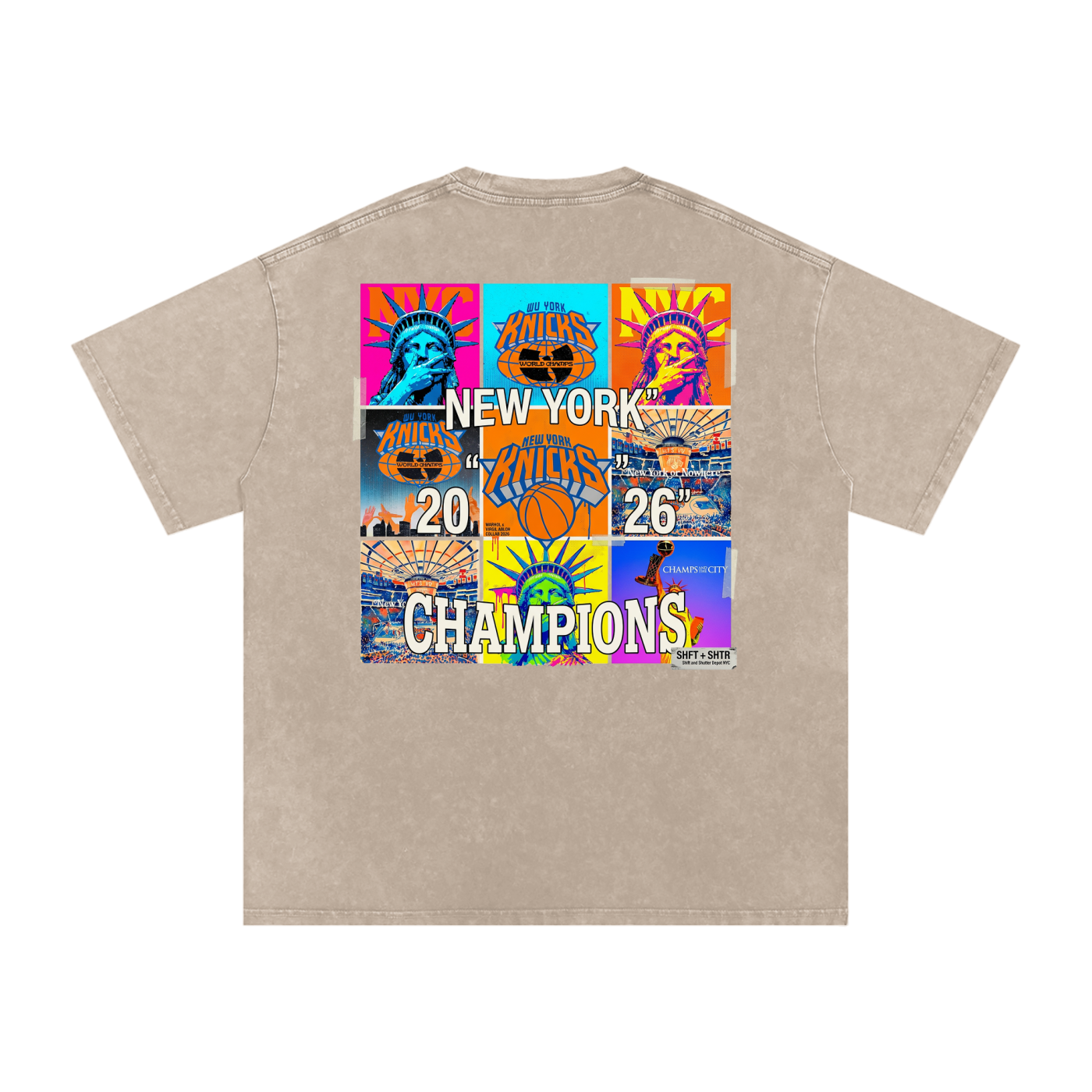 Championship Pop Art Snow Washed Oversized Cotton T-Shirt