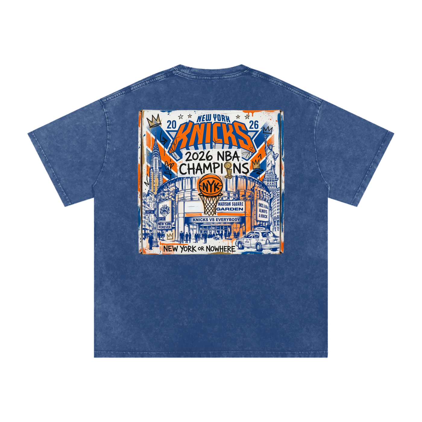 Orange and Blue Skies Snow Washed Oversized Cotton T-Shirt